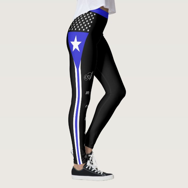 Tunn Blue Line-balkar, Amerika, Polis Flagga Leggings (Höger)
