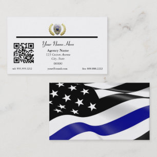 Tunn Blue Line Police Flagga QR-kod Business Busin Visitkort