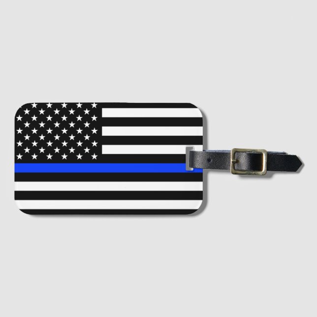 Tunn Blue Line-polisens Flagga Bagagebricka (Framsida horisontal)