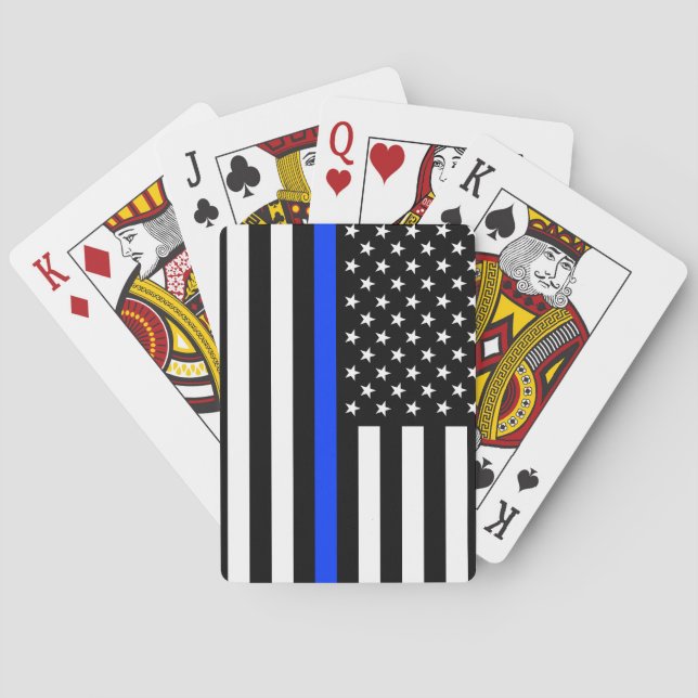 Tunn Blue Line-polisens Flagga Casinokort (Baksidan)