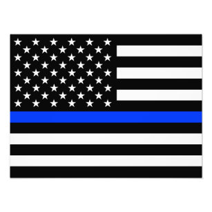 Tunn Blue Line-polisens Flagga Fototryck