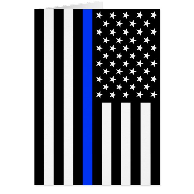 Tunn Blue Line-polisens Flagga Hälsningskort (Framsidan)