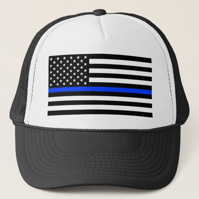 Tunn Blue Line-polisens Flagga Keps (Framsida)