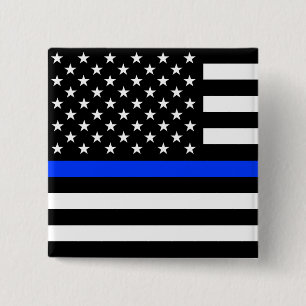 Tunn Blue Line-polisens Flagga Knapp