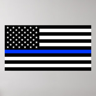 Tunn Blue Line-polisens Flagga Poster