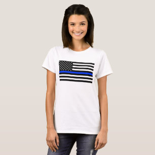 Tunn Blue Line-polisens Flagga T Shirt