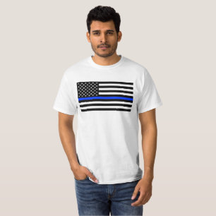 Tunn Blue Line-polisens Flagga T Shirt