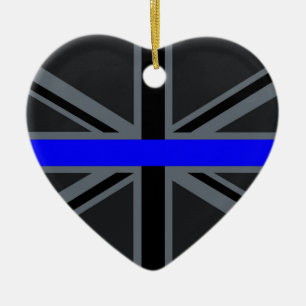 Tunn Blue Line Union Jack Graphic Julgransprydnad Keramik