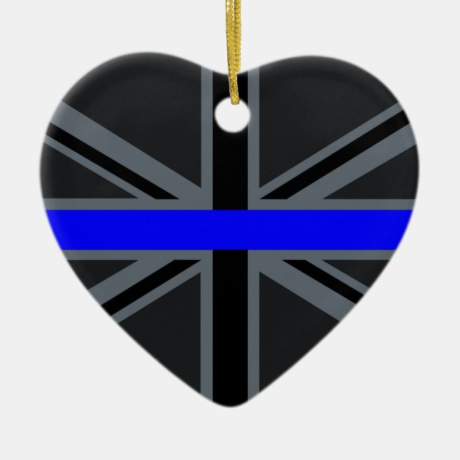 Tunn Blue Line Union Jack Graphic Julgransprydnad Keramik (Framsidan)