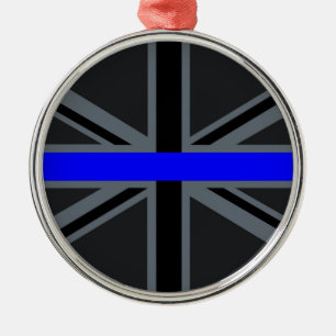 Tunn Blue Line Union Jack Graphic Julgransprydnad Metall