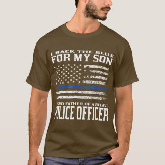 Tunn Blue    LineProud Far av polisman T Shirt
