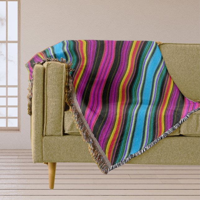 Tunn färgad diagonal-Rand - 2-trådigt vrids vriste Mysfilt (thin_colorful_diagonal_stripes_2_throw_blanket)