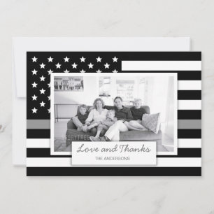 Tunn Grått Line American Flagga Photo Tack Kort