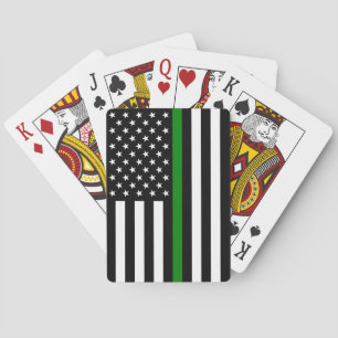Tunn grön linje flagga: Patriotiska militära veter Casinokort