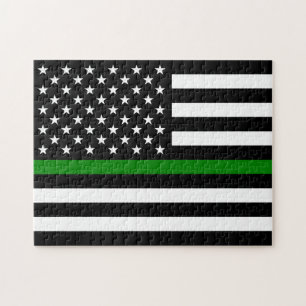 Tunn grön linje flagga: Patriotiska militära veter Pussel