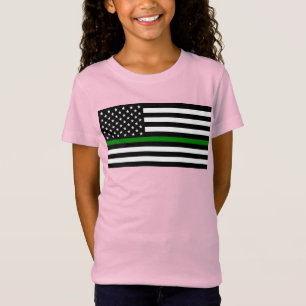 Tunn grön linje flagga: Patriotiska militära veter T Shirt