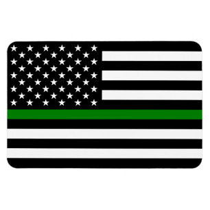 Tunn grön linje militär- och veteranamerikansk fla magnet