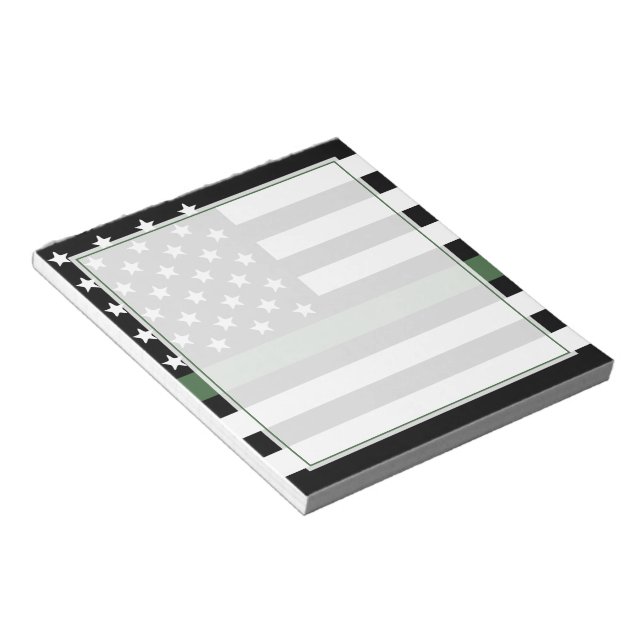 Tunn Grönt Line Flagga Militär veteran Anteckningsblock (Vinklad)