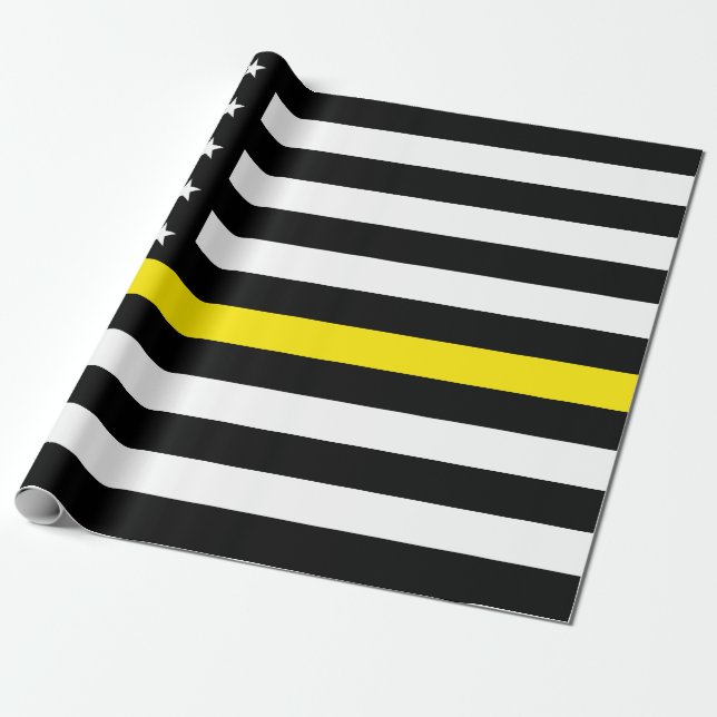 Tunn Gul Linje Disponenter Flagga Presentpapper (Utrullad)