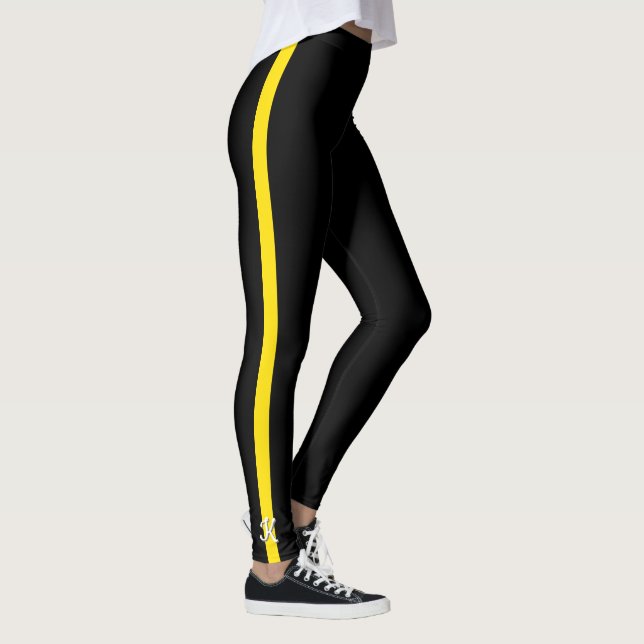 Tunn gult fodrar den initiala Dispatchermonogramen Leggings (Höger)