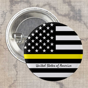 Tunn Gult Line Flagga, USA Dispatchers/Services Knapp