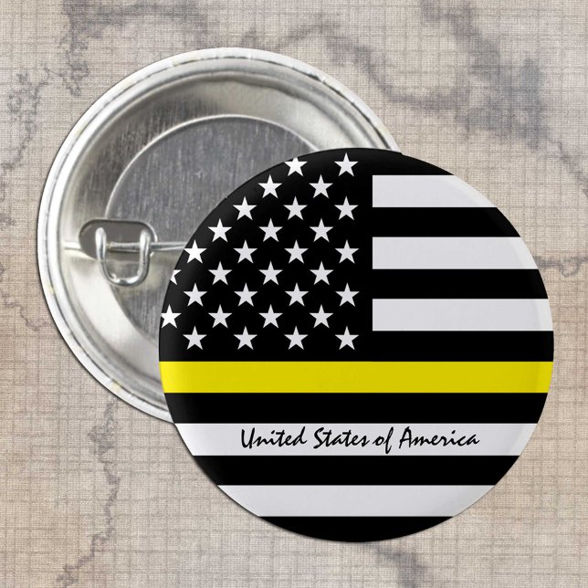 Tunn Gult Line Flagga, USA Dispatchers/Services Knapp (Skapare uppladdad)