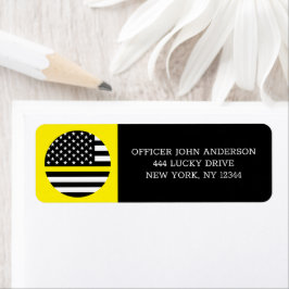 Tunn Gult Line Flagga, USA Dispatchers/Services Returadress Etikett
