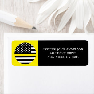 Tunn Gult Line Flagga, USA Dispatchers/Services Returadress Etikett