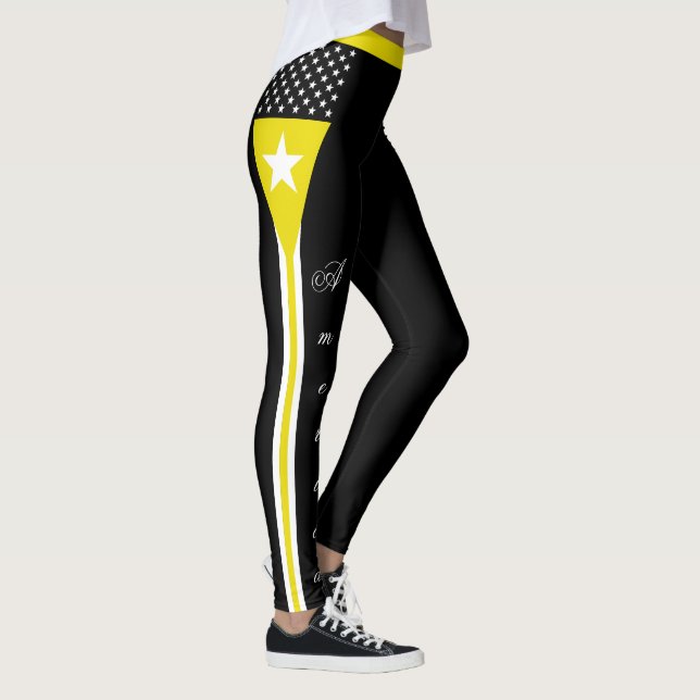 Tunn Gult Line legeringar, America Flagga, Akut Leggings (Höger)