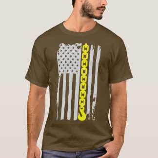 Tunn Gult Line Tow Krok chain Flagga American Tow T Shirt