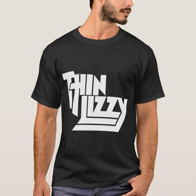 Tunn Lizzy€"White Stacks Logotyp T Shirt (Framsida)