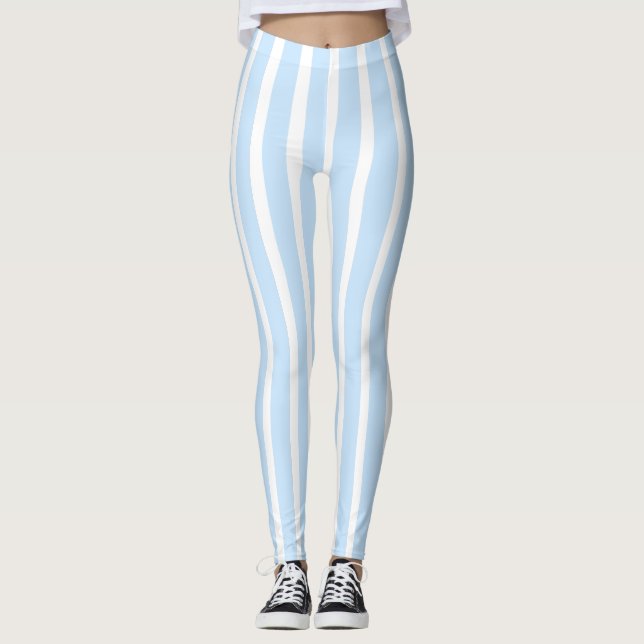 Tunn Ljusa Blåa Ränder Leggings (Framsida)