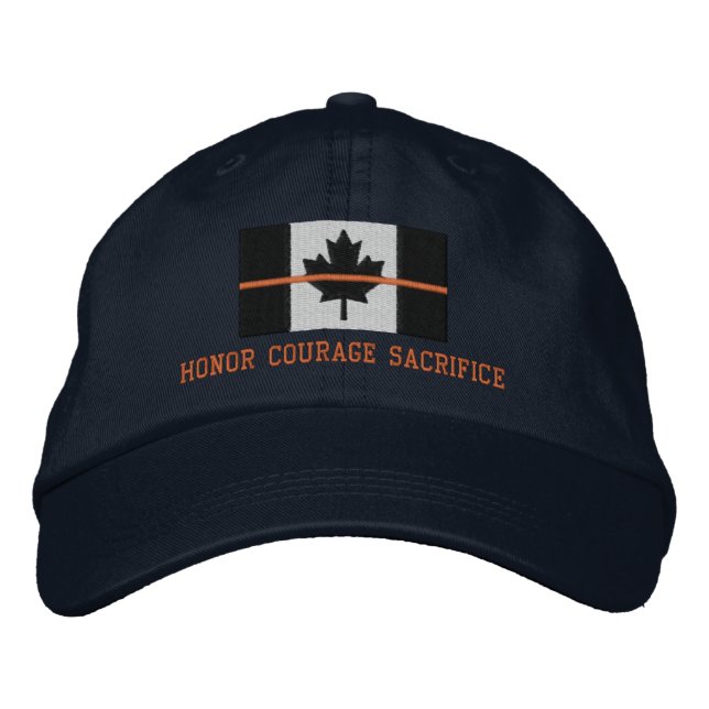 Tunn Orange Line Canadian Honor Courage Sacrifice Broderad Keps (Framsida)