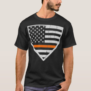 Tunn Orange Line US Flagga Baseball Home Plate T Shirt