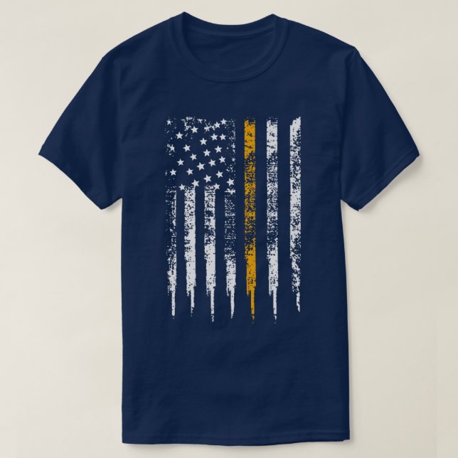 Tunn Orange Rad Sök och sök efter amerikanska Flag T Shirt (Design framsida)