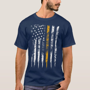 Tunn Orange Rad Sök och sök efter amerikanska Flag T Shirt