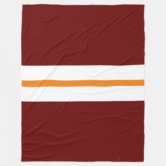 Tunn Orange Vit Tävla Rand på djupt rött Fleecefilt (Framsidan)