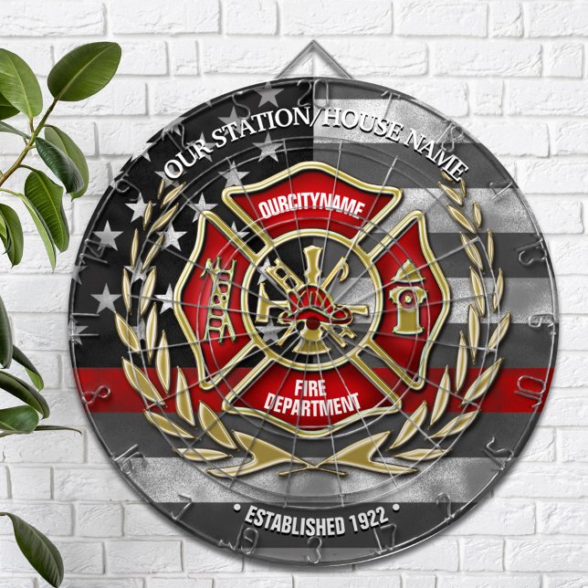Tunn Red Line Firefighter Family Anpassningsbar Darttavla (Skapare uppladdad)