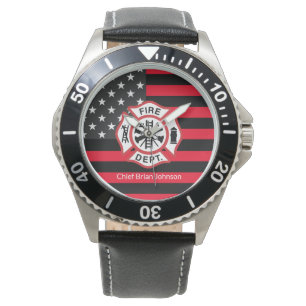 Tunn Red Line Firefighter-Flagga Armbandsur