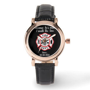 Tunn Red Line Firefighter-Flagga för Fireman Wive Armbandsur