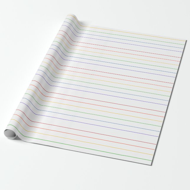 Tunn regnbågiga ränder på vit bakgrund presentpapper (Utrullad)