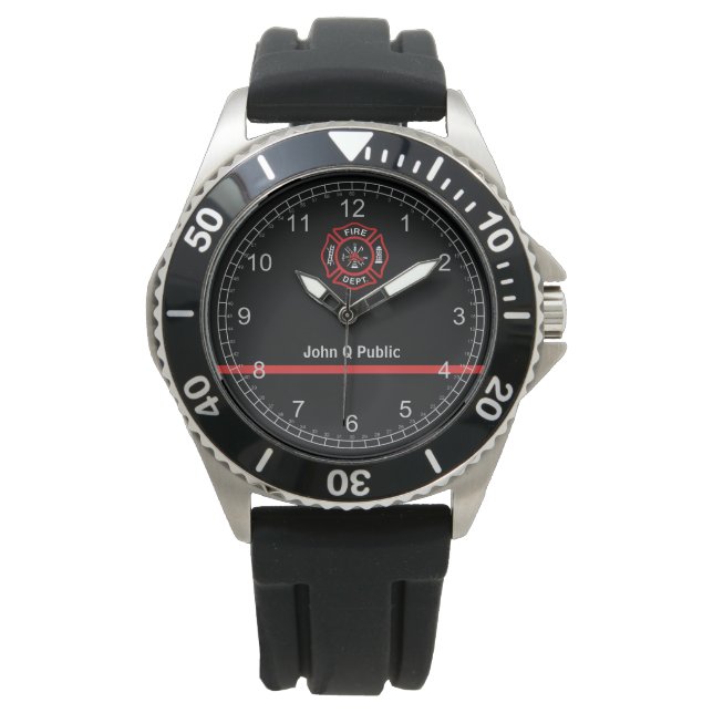 Tunn röd linje armbandsur (Framsida)