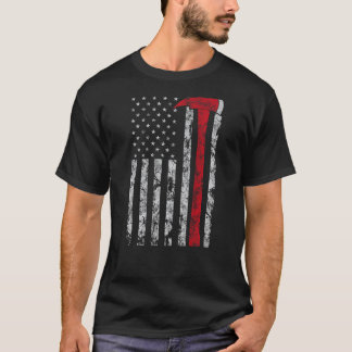 Tunn röd linje Ax American flagga Patriot Firefigh T Shirt