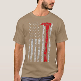 Tunn röd linje Ax American flagga Patriot Firefigh T Shirt