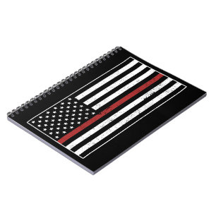 Tunn röda linje USA Flagga Brandman Brandkår Anteckningsbok