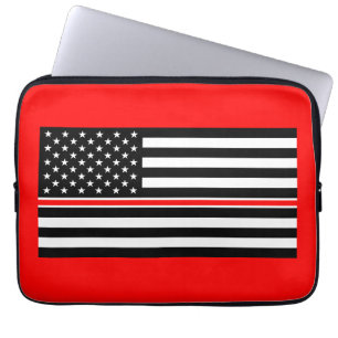 Tunn röda linjen Brandmän Hjältar Amerikansk flagg Laptop Fodral