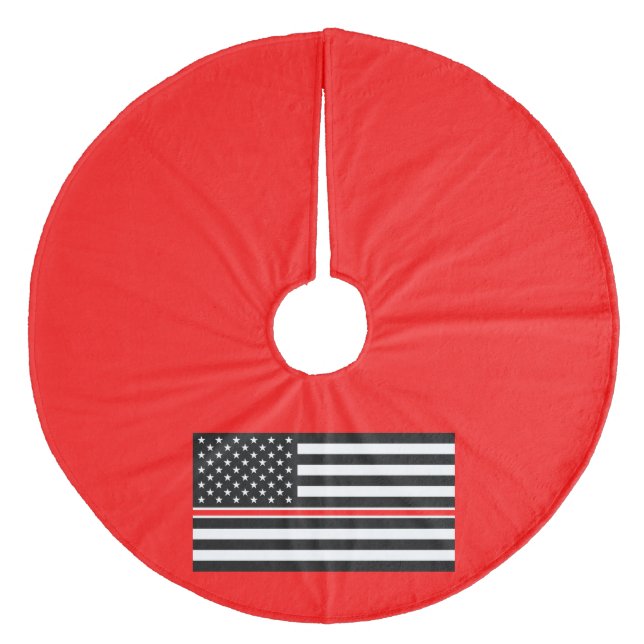 Tunn röda linjen flagga: Brandman Hero Memorial Julgransmatta Fleece (Framsidan)
