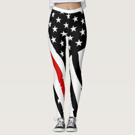 Tunn rött linjeslag leggings