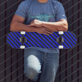 Tunn svart och blå diagonal Rand Old School Skateboard Bräda 18 Cm