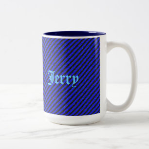 Tunn svart och blå diagonal Rand Två-Tonad Mugg